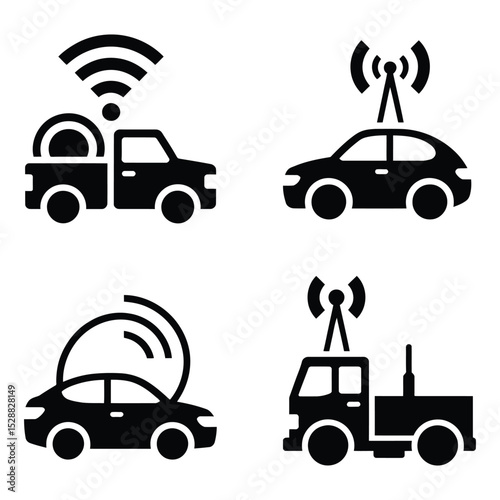 Four transport icons on white background

