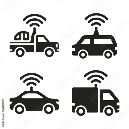 Four transport icons on white background

