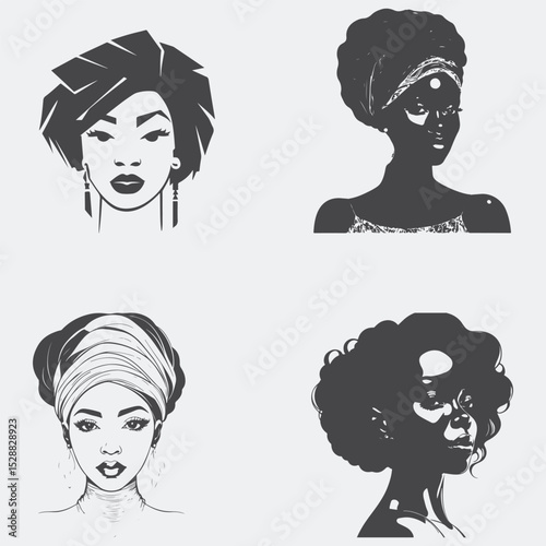 set of women faces