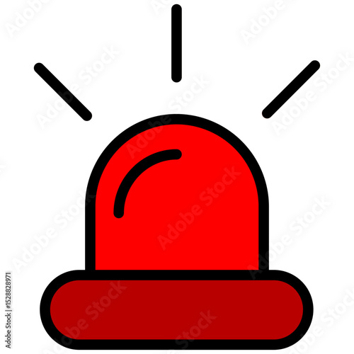 Siren Outline Flat Design Icon, Safety at Workplace Outline Flat Design Icon.