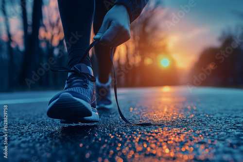  Runner Tying Shoelaces at Dawn
