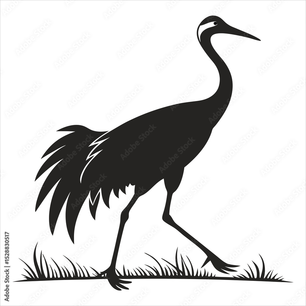 Obraz premium silhouette crane on white background