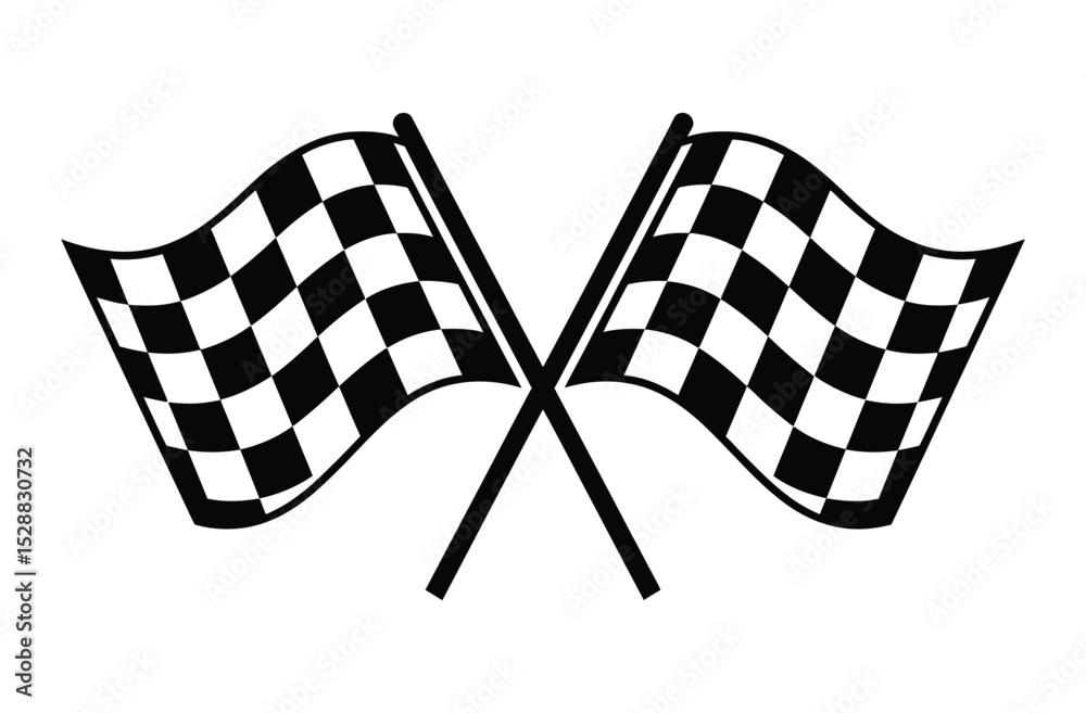 Fototapeta premium Crossed racing flags icon