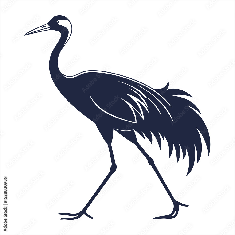 Obraz premium silhouette crane on white background