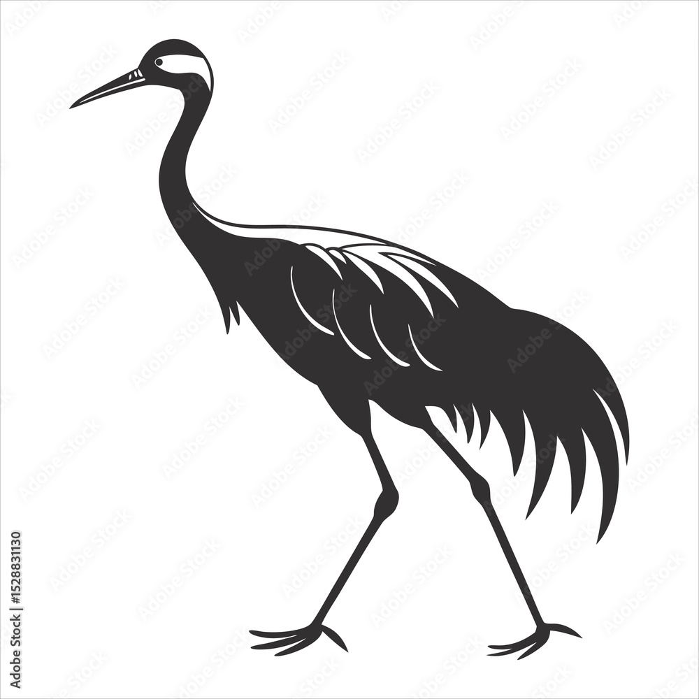 Obraz premium silhouette crane on white background