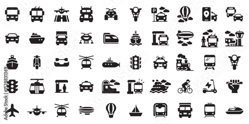 Emergency And Transport Icon Set, Police Ambulance Fire Truck Silhouettes, Emergency Vehicle Pack, Siren Icons, Service Car Vector