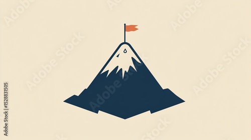 A simple, flat logo depicting the peak of a mountain with a flag on top