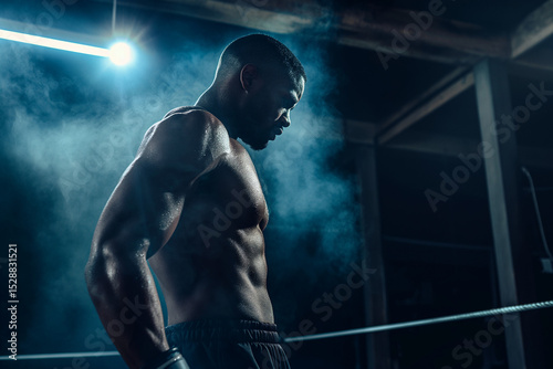 Boxer Training in Moody Gym Lighting