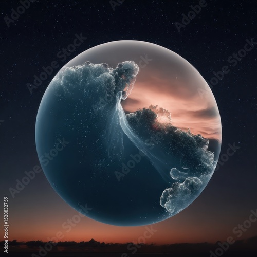 Orb of clouds in space
