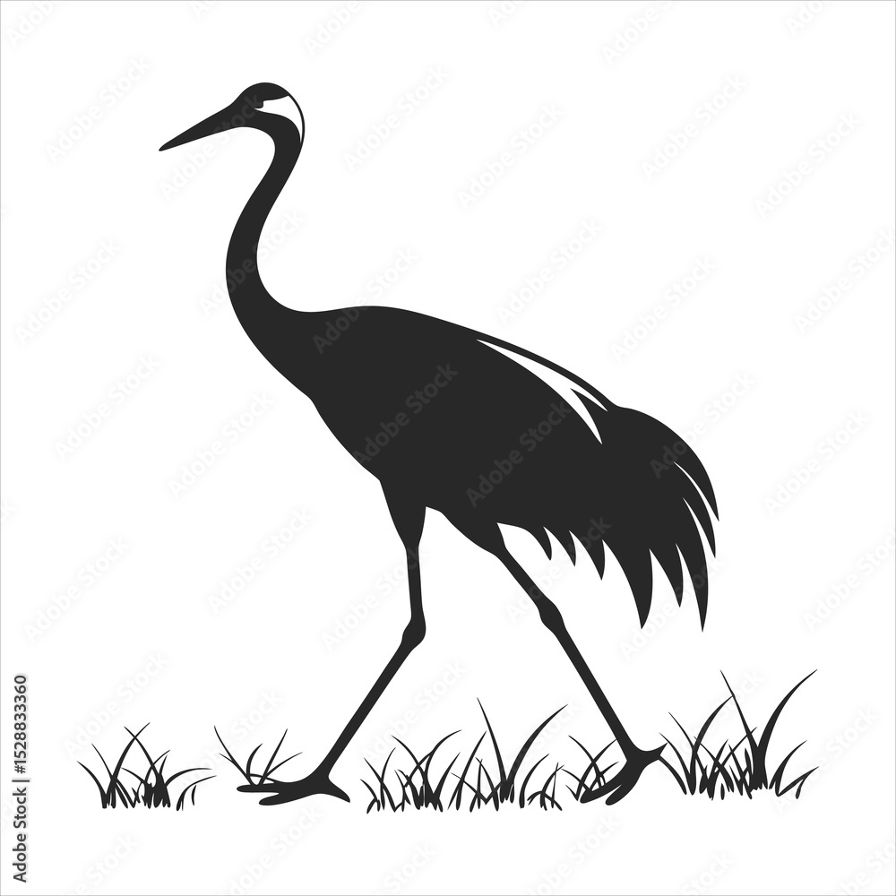Obraz premium silhouette crane on white background