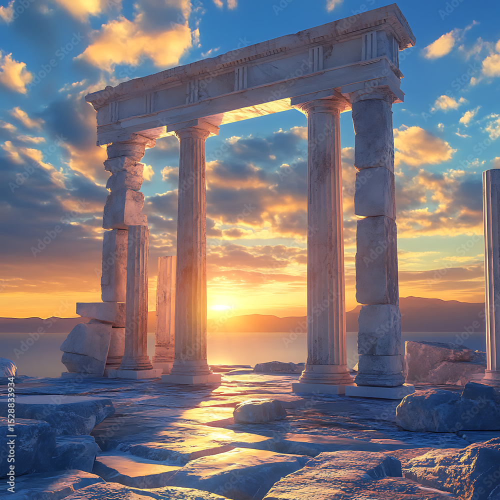 Fototapeta premium Majestic gateway filled with light and lone shadow high resolution picture