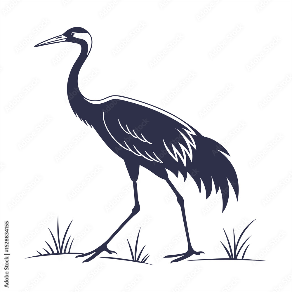 Obraz premium silhouette crane on white background