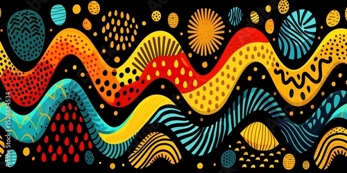 Seamless background featuring a colorful abstract graffiti art pattern, with a mix of spray paint