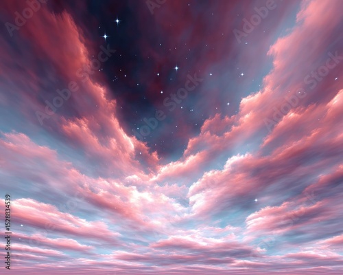 Pink sky clouds stars