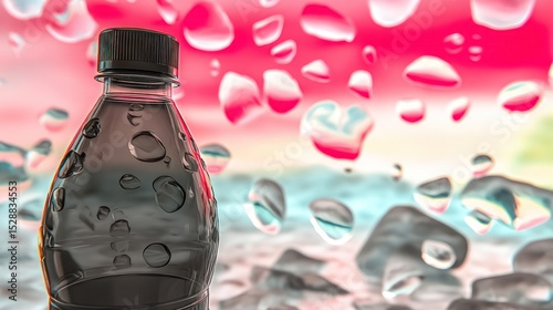 Plastic bottle, water drops