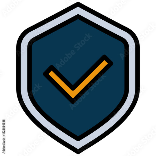 Shield Outline Flat Icon, Insurance Outline Flat Design Style Illistration