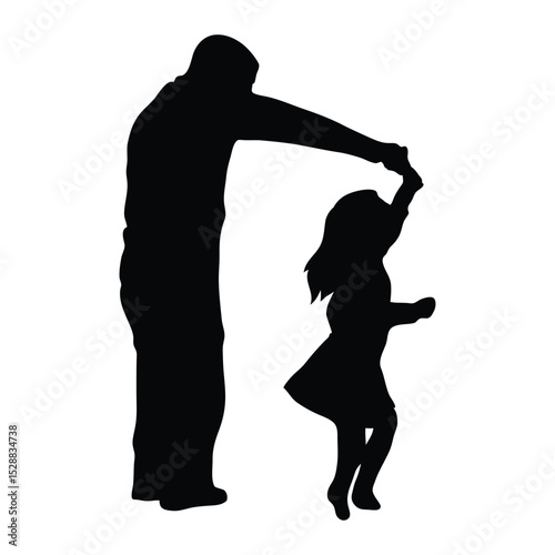 father holding dancing with dauther daddy daughter dance silhouette icon vector illustration design on white background