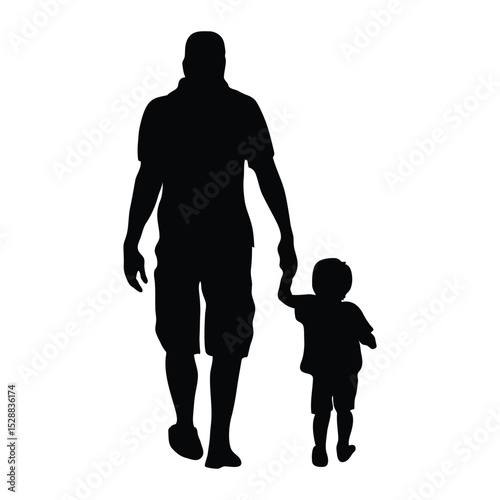 father holding child hand silhouette icon vector illustration design on white background