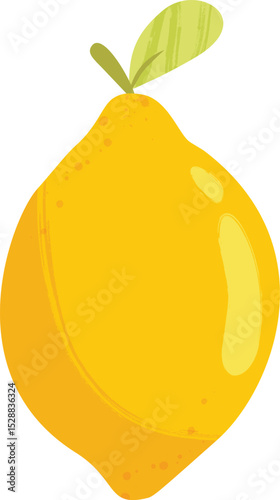 Whole Lemon with Leaves – Colorfull Fruit Flat Vector Illustration - Healthy Vegan Lemonade