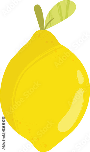 Whole Lemon with Leaves – Colorfull Fruit Flat Vector Illustration - Healthy Vegan Lemonade