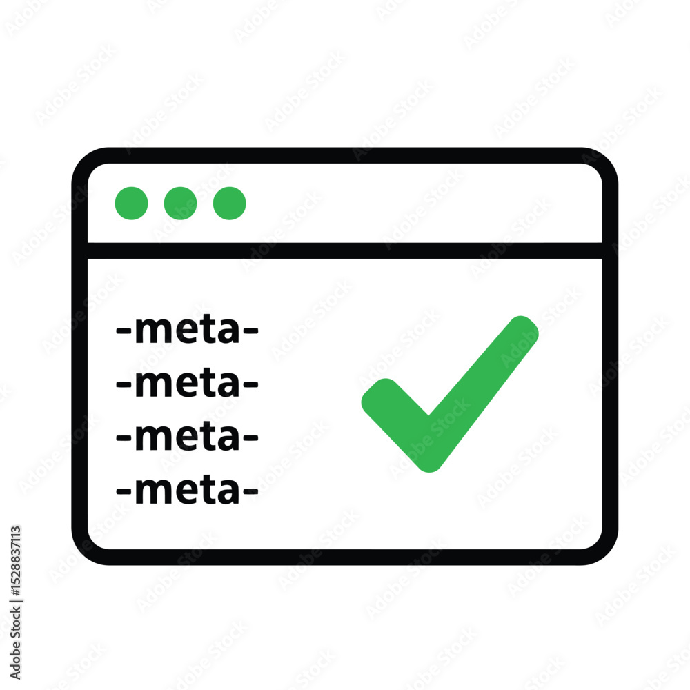 Website meta data completed check mark icon