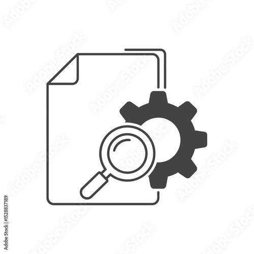 Document search optimization gear magnifying glass icon