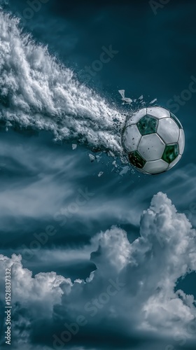 Soccer ball exploding in the sky