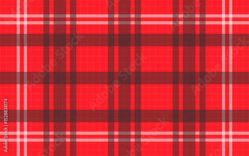 Red flannel asymmetric plaid fabric fluffy tartan seamless pattern cage horizontal vector texture background textile fabric print decorative ornamental