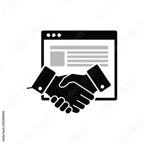 Online business deal handshake agreement icon