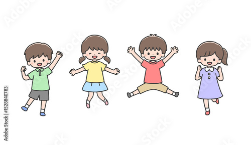 笑顔でジャンプする子どもたち