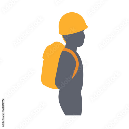 Rescue Worker with Backpack illustration Cutout Side View