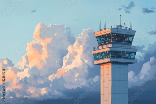 a scene of an airport tower