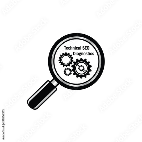 Technical seo diagnostics magnifying glass icon