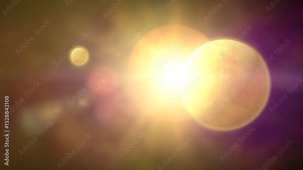 Fototapeta premium Planetary system with star light burst