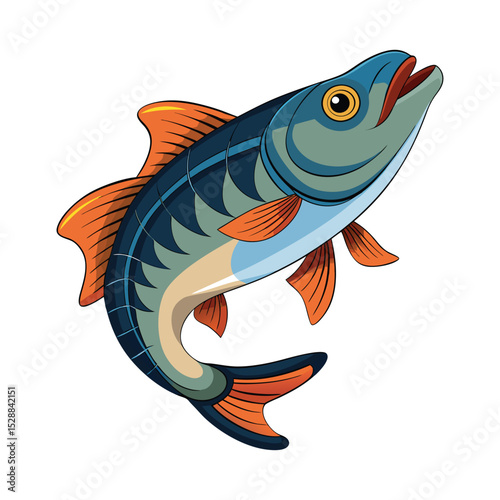 Illustration of a fish with blue and orange colorations