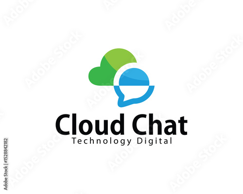 cloud chat logo creative design concept technology