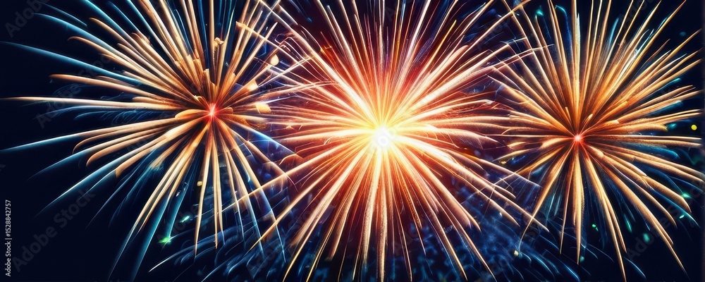 Fototapeta premium Vibrant Fireworks Display in Night Sky