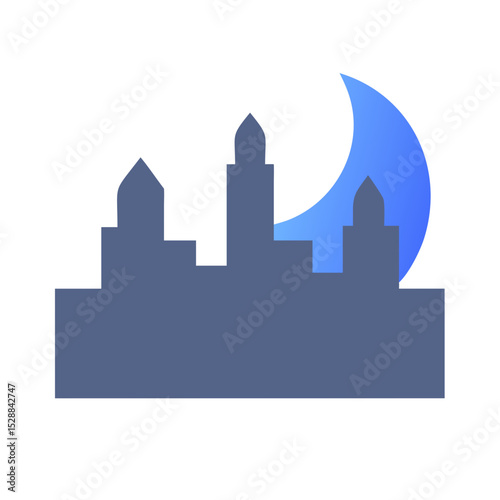 Smart City Skyline Night View illustration Cutout