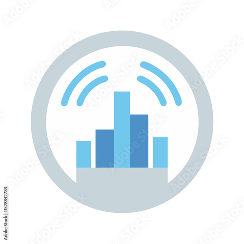 Smart City Sound Analytics Solution Icon illustration Transparent Background Flat Style