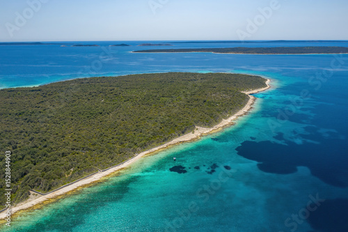 Blue waters in the shallows of Molat Island in Croatia