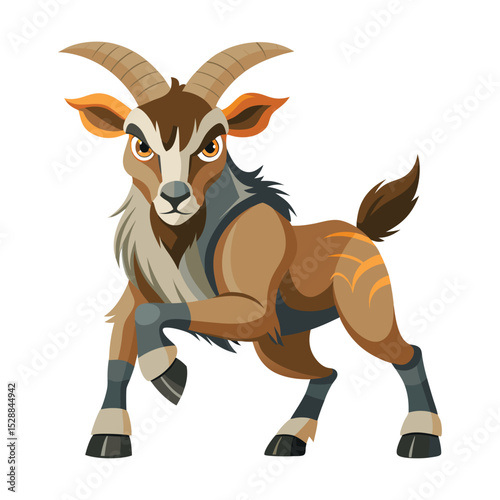 Cartoon illustration of a brown and tan colored antelope