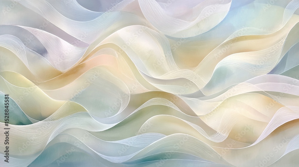 Obraz premium Calming Rhythms represented by delicate curves and swirls in soft colors, creating a tranquil visual landscape. High quality