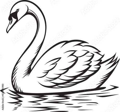 silhouette swan on white background