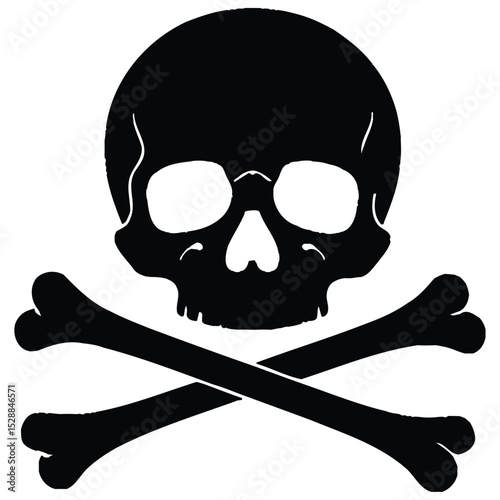 Simple black skull and crossbones graphic design