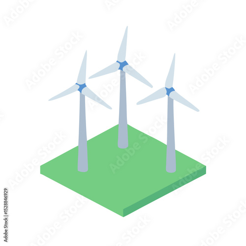 Wind Turbine Farm Aerial View Transparent illustration Element