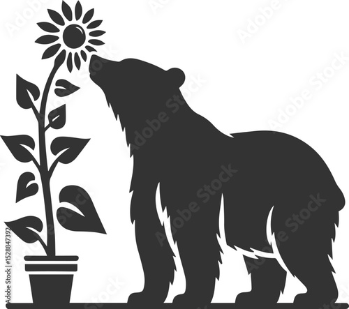 Cute bear animal vector drawing silhouette