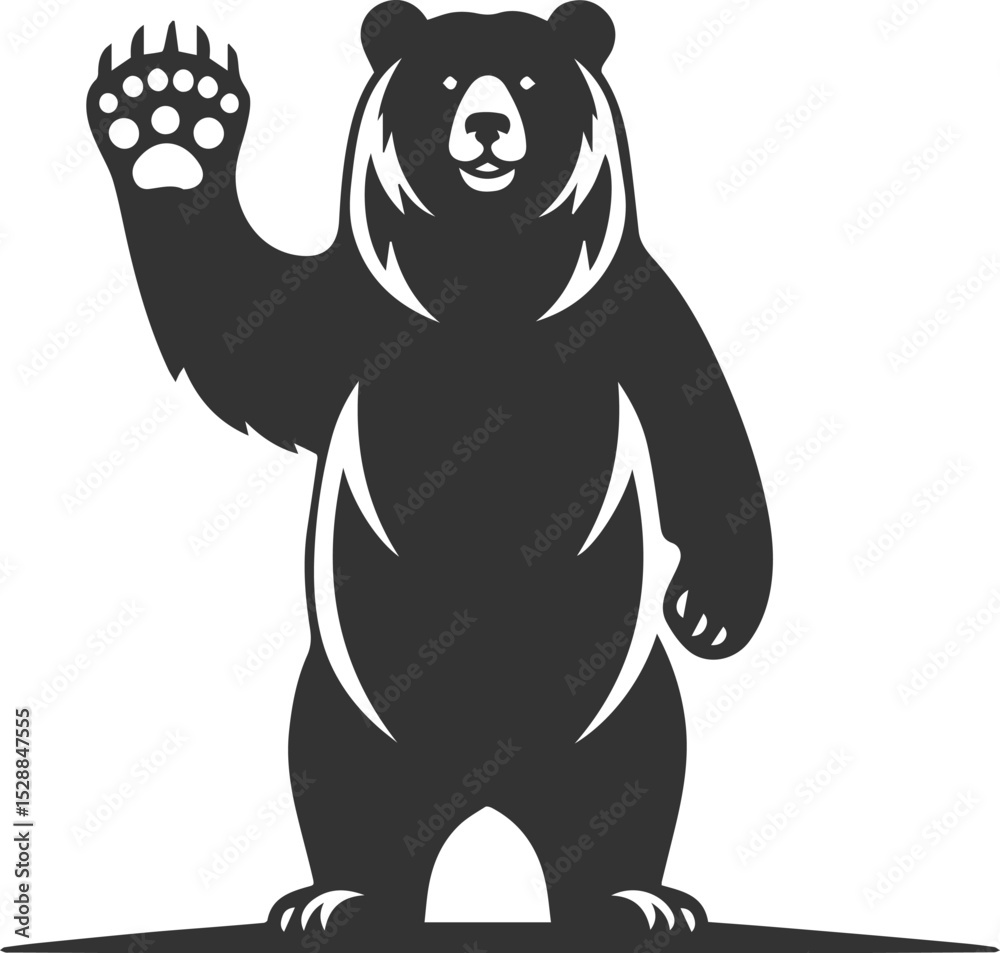 Naklejka premium Cute bear animal vector drawing silhouette