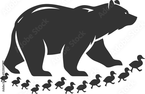 Cute bear animal vector drawing silhouette