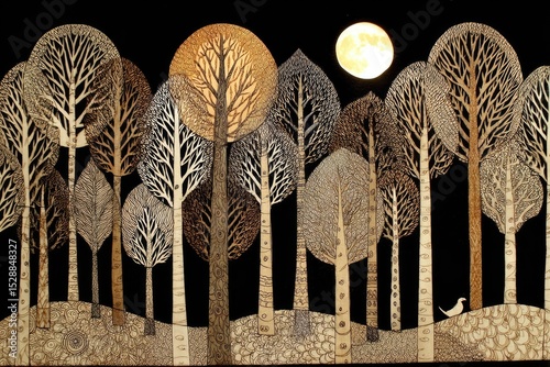 A Peaceful Forest Under a Gentle Moonlight