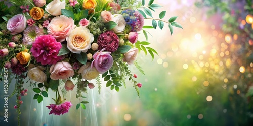 A Bountiful Arrangement of Vibrant Blooms Suspended Against a Dreamy, Soft-Focused Garden Backdrop